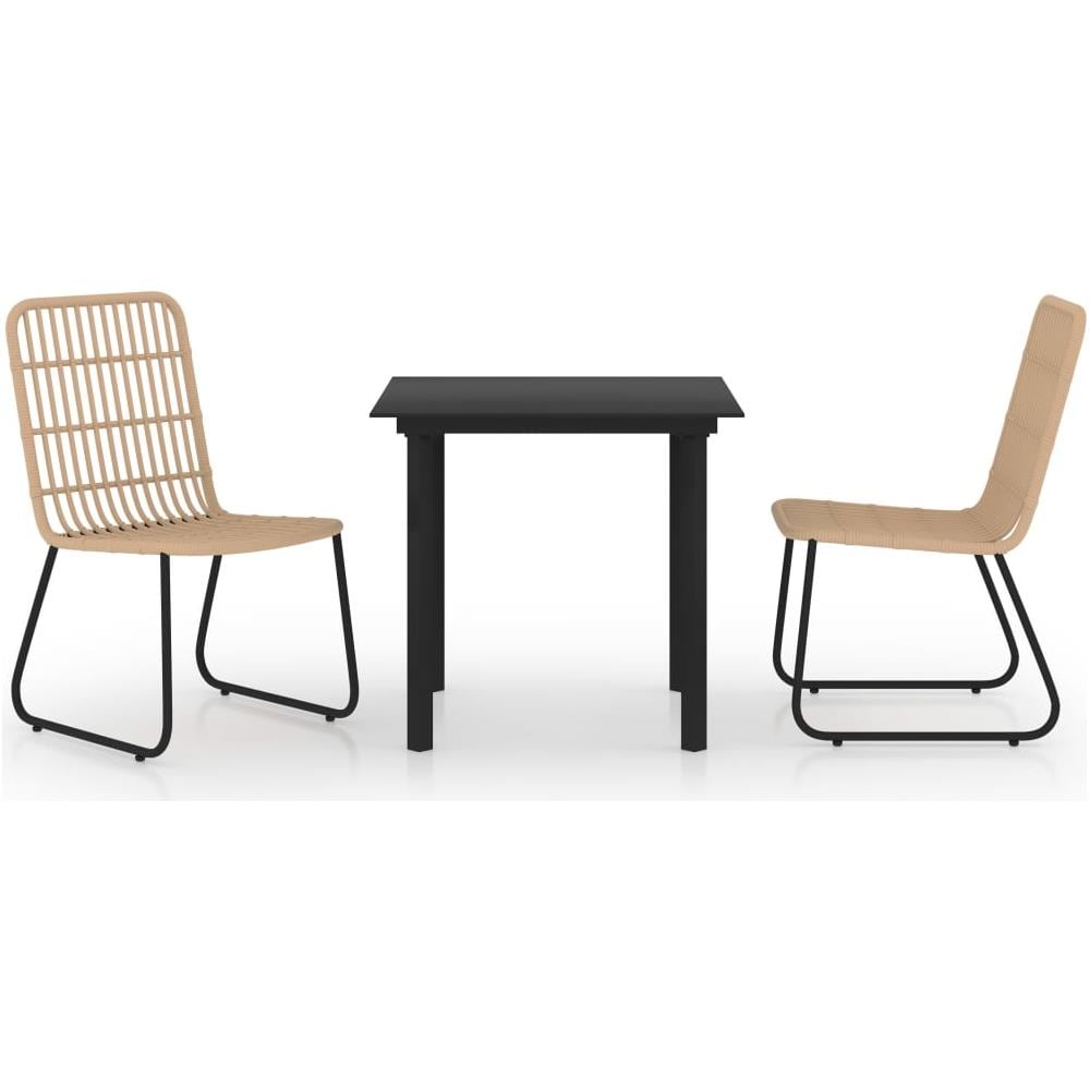 Set Da Pranzo Da Giardino 3 Pz In Polyrattan E Vetro - Foto 1