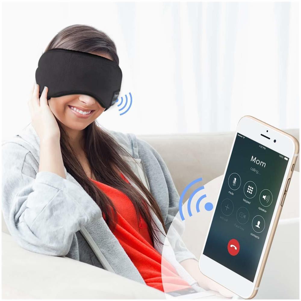 Mascherina Per Dormire Con Cuffie Bluetooth 5.0 Nera Black - Foto 2