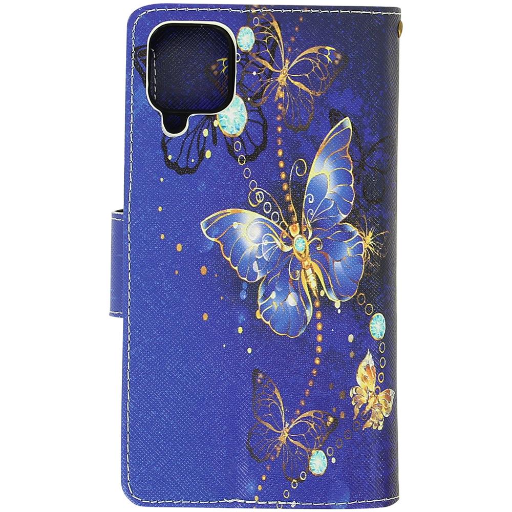 Custodia Samsung Galaxy A12 Copertina Multiscomparto Supporto Farfalle Blu - Foto 5