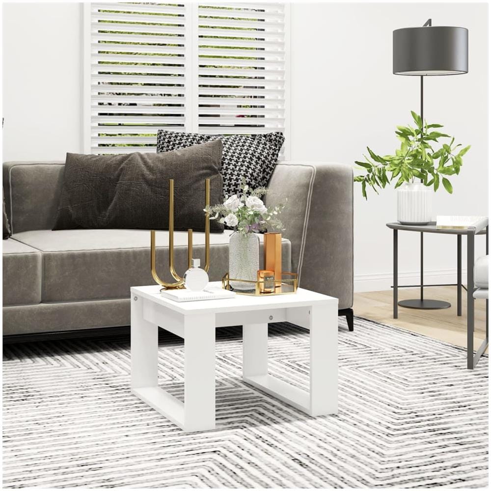Tavolino Bianco 50x30x50 cm in Legno Multistrato - Foto 1