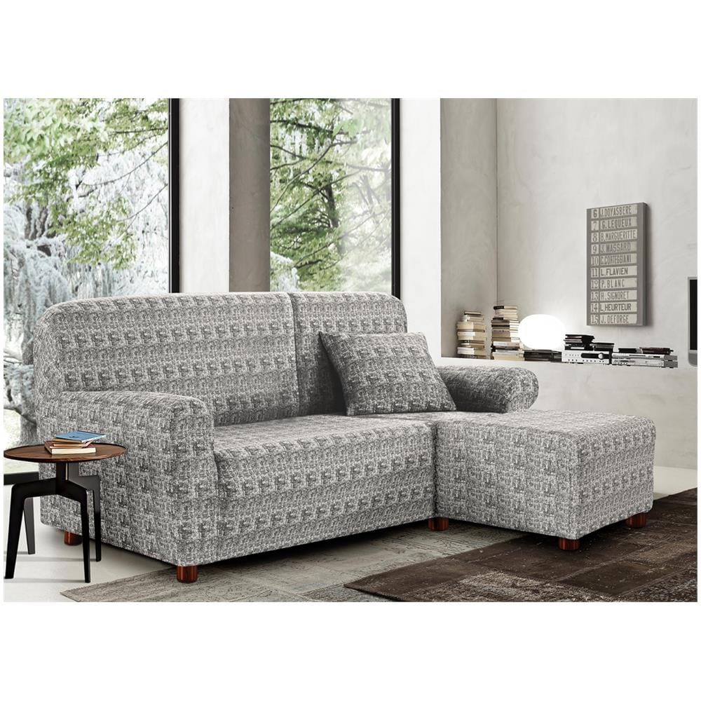 Copridivano Antimacchia Elasticizzato Divano Penisola Angolare Componibile Fantasy 2+2 Grigio - Foto 1