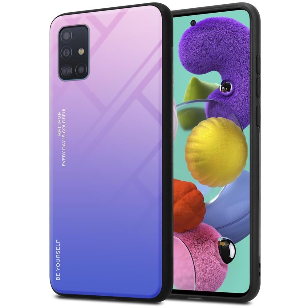Custodia Compatibile Con Samsung Galaxy A51 4g / M40s In Rosa - Blu - Coperchio Protettivo Bicolore In Vetro Temperato E Silicone Tpu - Foto 1