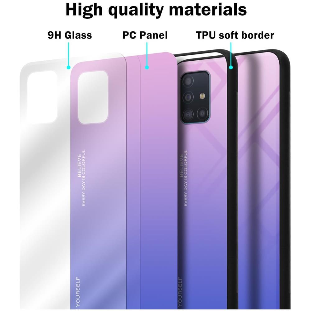 Custodia Compatibile Con Samsung Galaxy A51 4g / M40s In Rosa - Blu - Coperchio Protettivo Bicolore In Vetro Temperato E Silicone Tpu - Foto 7