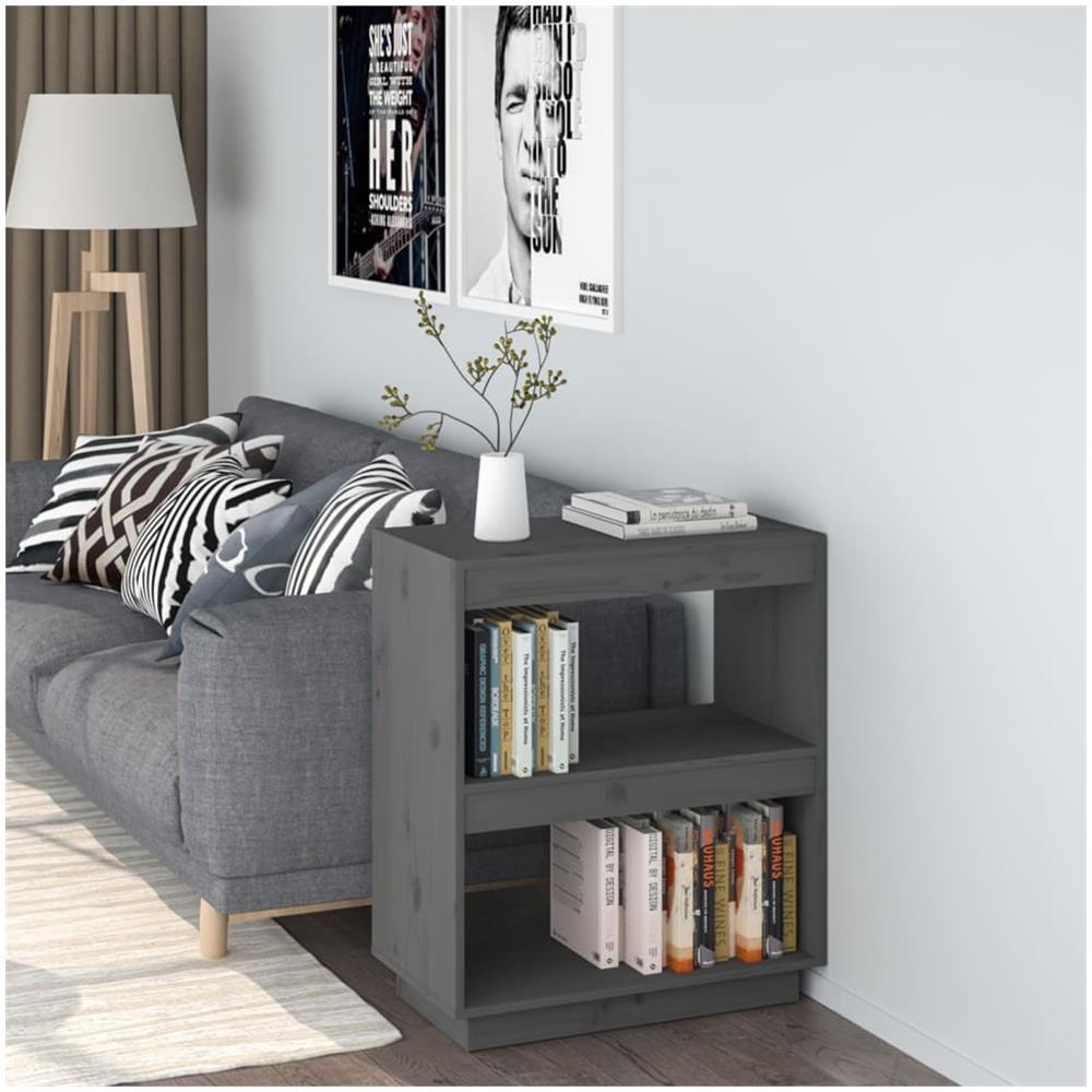 Libreria Grigia 60x35x71 Cm In Legno Massello Di Pino - Foto 1
