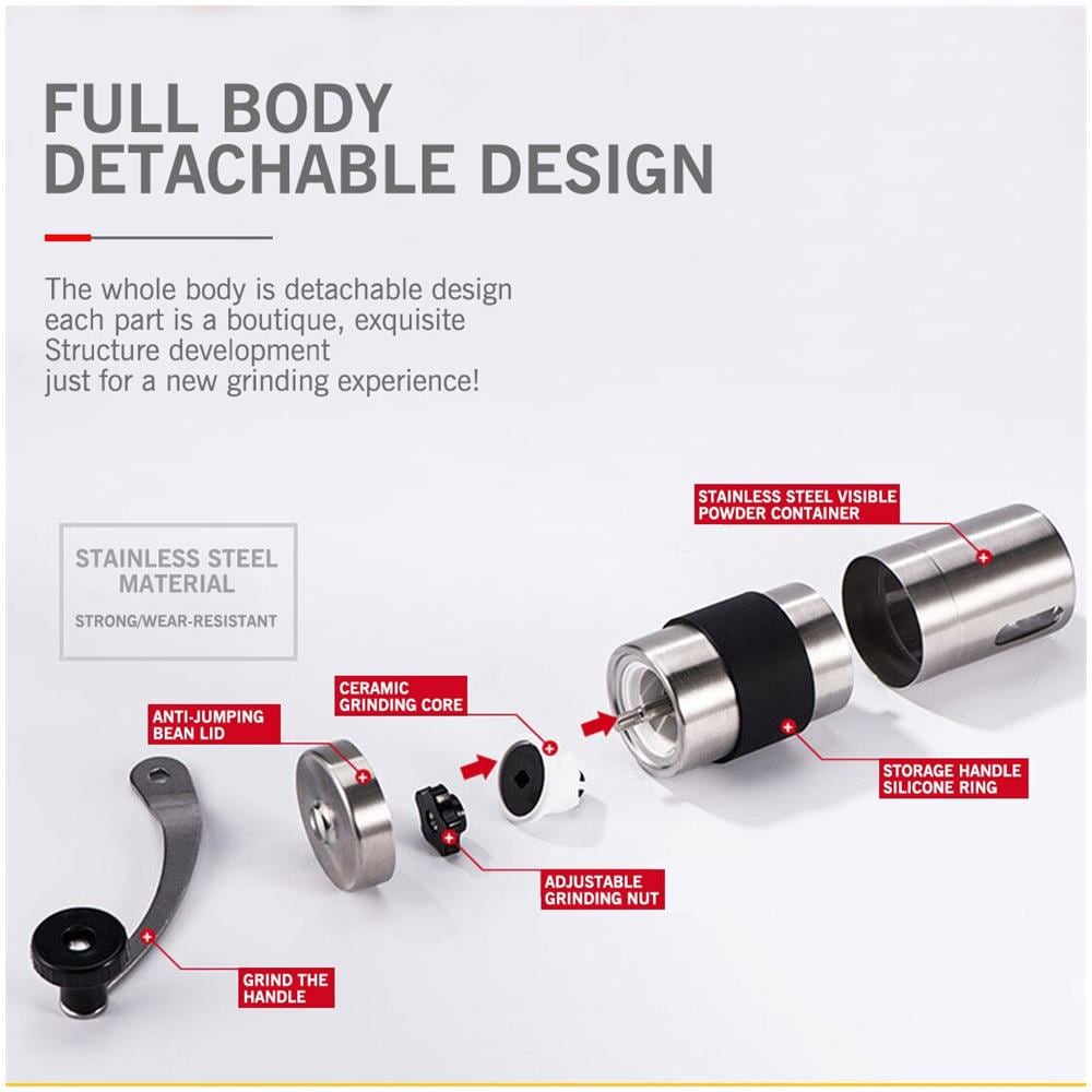 INLAW Silver Coffee Grinder Mini In Acciaio Inox Manuale Manuale A Mano Fatti A Mano Chicco Di Caffè Macinata Mulino Cucina Cucine Per Utensili Da Cucina | Smerigliatrici Elettrici Per Caffè NA11404
