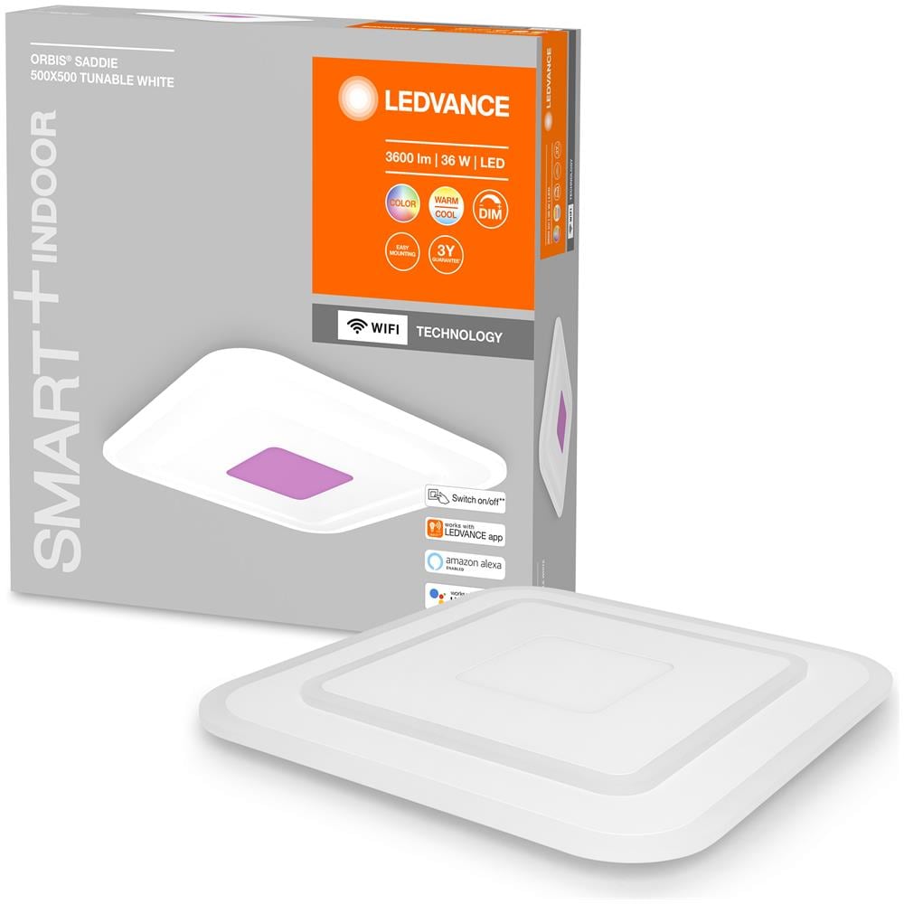 Plafoniera Quadrata Led 32w Rgbw 500x500mm Wi-fi Orbis Saddie 4058075573451 Smart+ Ledvance Rgbw 55x500x500 Mm Acciaio, pc - Foto 4
