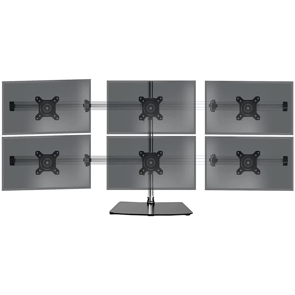 Dm756 Supporto Per 6 Monitor - Base In Acciaio Per Schermi Fino A 24"" - Altezza Regolabile - Guida In Alluminio Per Schermi Fino A 5 Kg - Inclinazione + / -15° - Rotazione Schermi 360° - Foto 1
