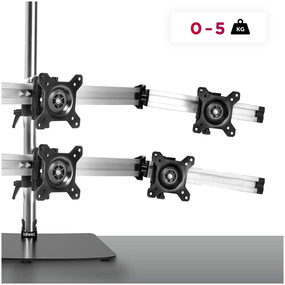 Dm756 Supporto Per 6 Monitor - Base In Acciaio Per Schermi Fino A 24"" - Altezza Regolabile - Guida In Alluminio Per Schermi Fino A 5 Kg - Inclinazione + / -15° - Rotazione Schermi 360° - Foto 2