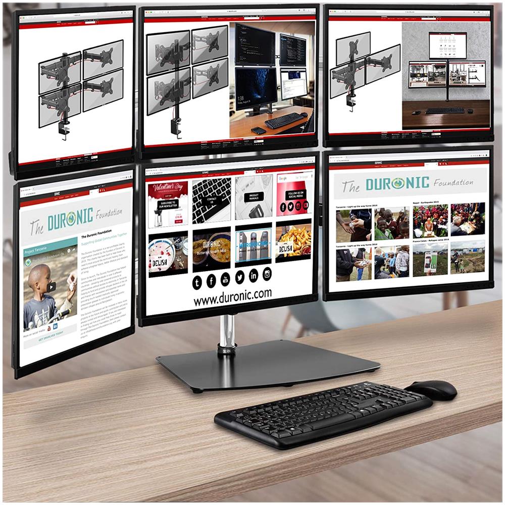 Dm756 Supporto Per 6 Monitor - Base In Acciaio Per Schermi Fino A 24"" - Altezza Regolabile - Guida In Alluminio Per Schermi Fino A 5 Kg - Inclinazione + / -15° - Rotazione Schermi 360° - Foto 6