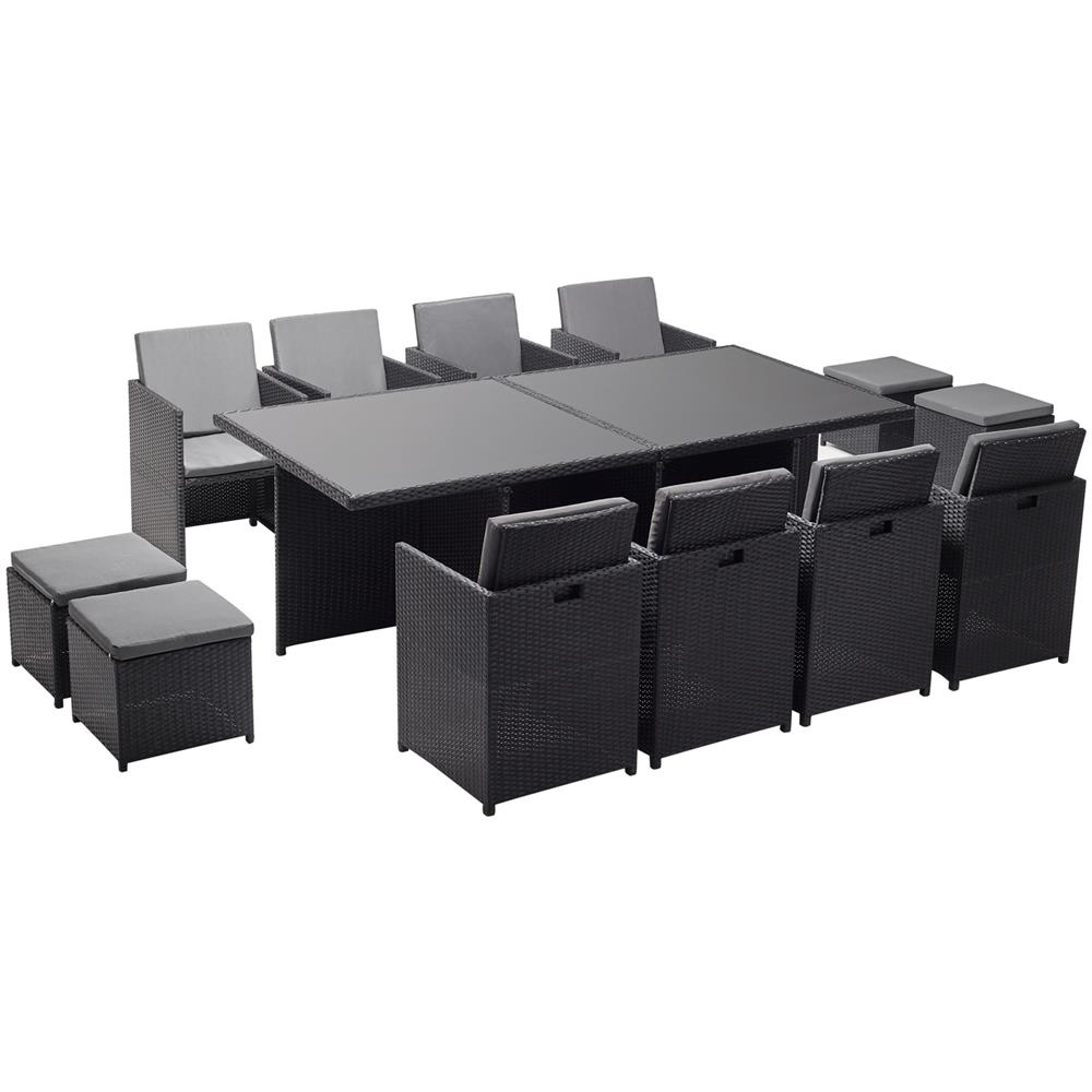 Salotto Da Giardino A Incasso 12 Posti Resina Intrecciata Nero/grigio Monaco - Foto 1