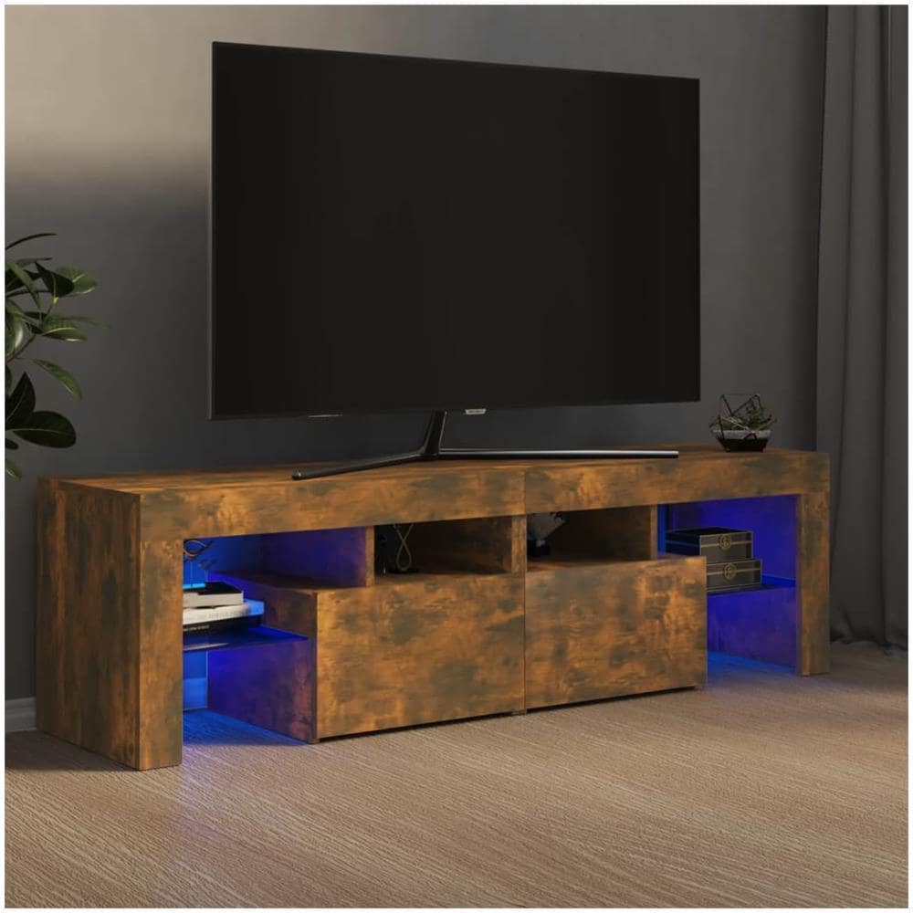 Mobile Porta Tv Con Luci Led Rovere Fumo 60x38,5x48 Cm - Foto 1