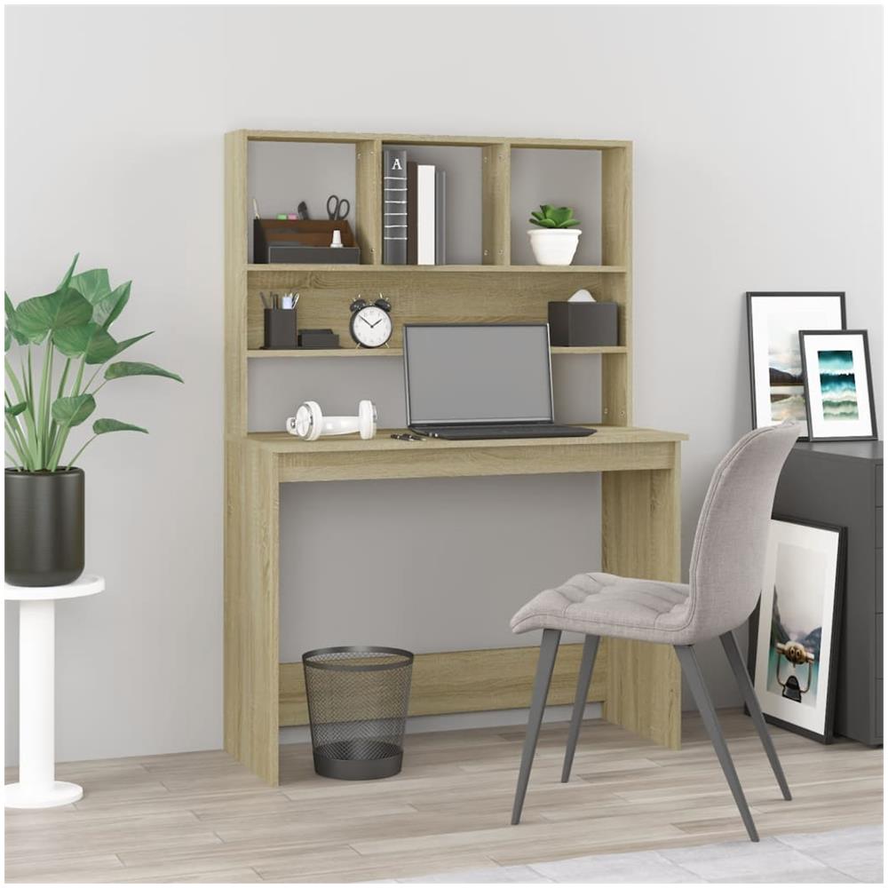 Scrivania Mensole Rovere Sonoma 102x45x148 cm Legno Multistrato - Foto 1