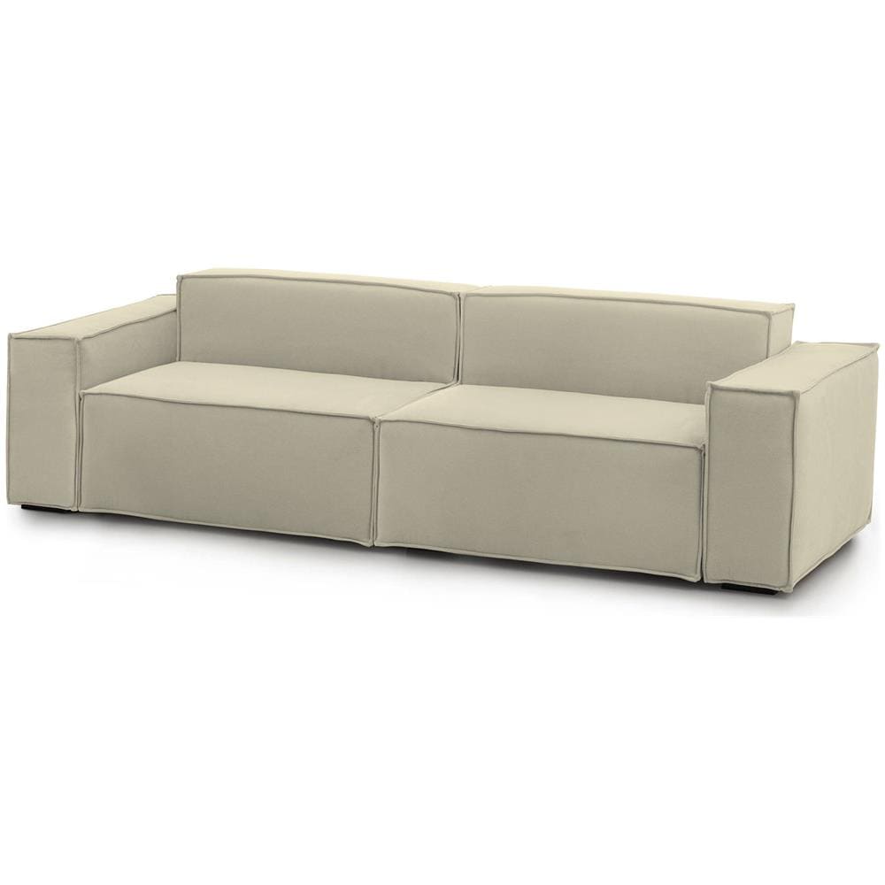 Divano Fisso Simona, Divano Componibile A 3 Posti Lineare, 100% Made In Italy, Sofà Moderno Da Soggiorno In Tessuto, Cm 260x95h70, Beige - Foto 2