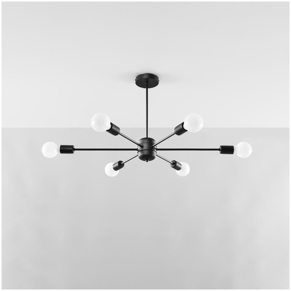 Sollux Lighting Lampadario Lango 6 Nero Sl.1023 - Moderno Lampadari Nero 46x86.5x68 Cm - Foto 2