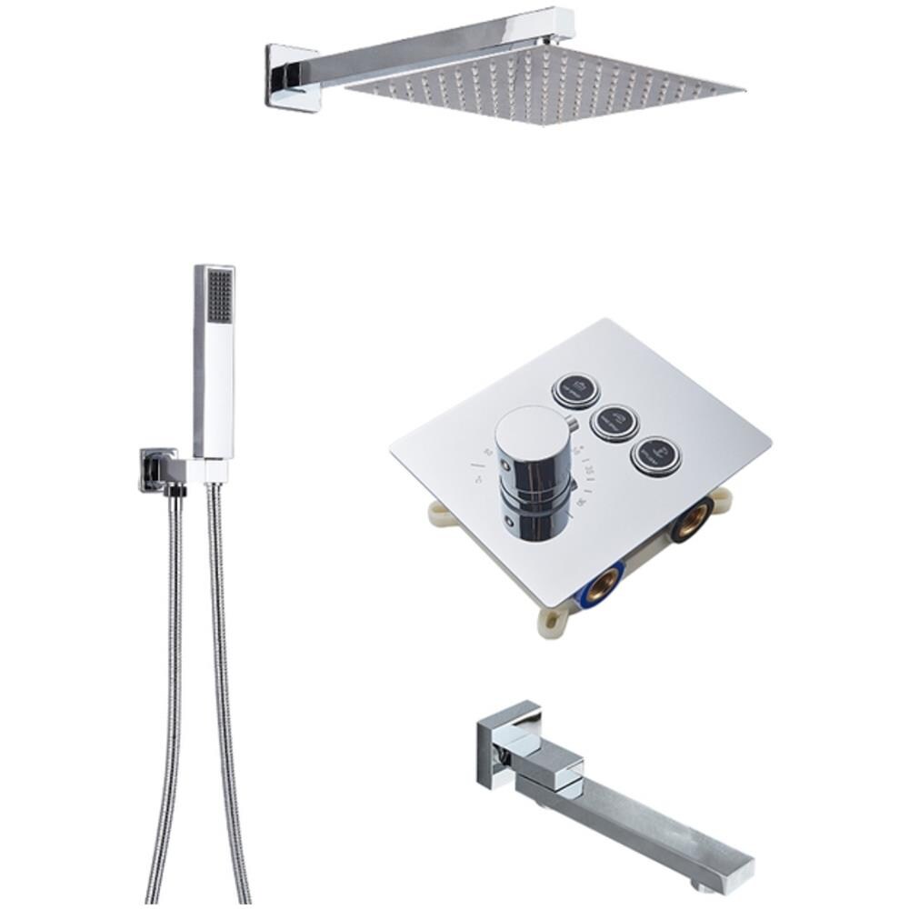 Set miscelatore doccia, Blackswan, tipo M190, modello cromato, 3 vie, termostato e bocca mobile, misura 40 cm - Foto 1