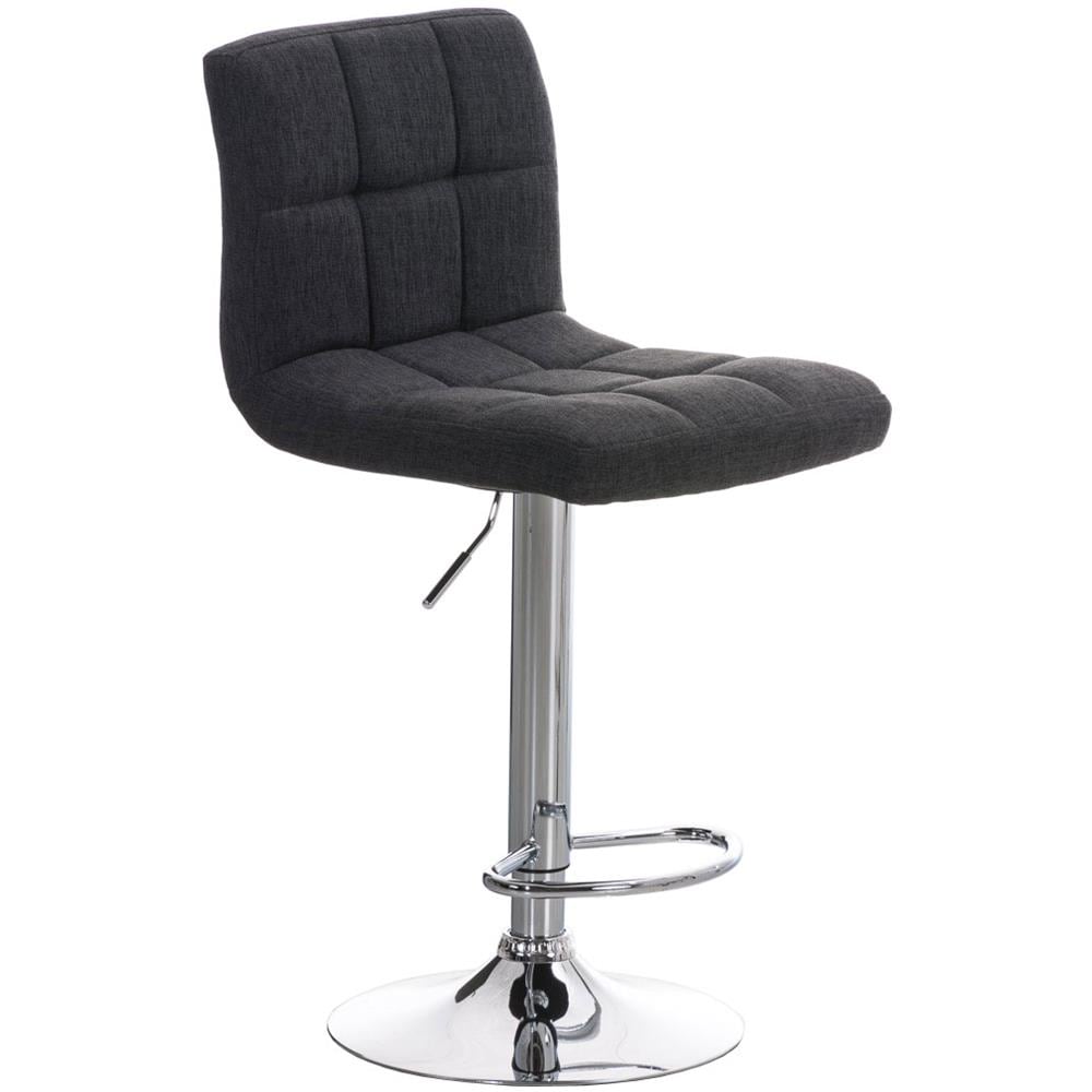 Sgabello Bar PERU con Fodera in Tessuto | Sgabello Alto Girevole a 360° e Regolabile in Altezza 64 - 84 cm | Sgabello con Poggiapiedi | Sgabello Cucina con Schienale Imbottito ed Eleganti Cuciture | Sedia Cucina Moderna grigio scuro - Foto 1
