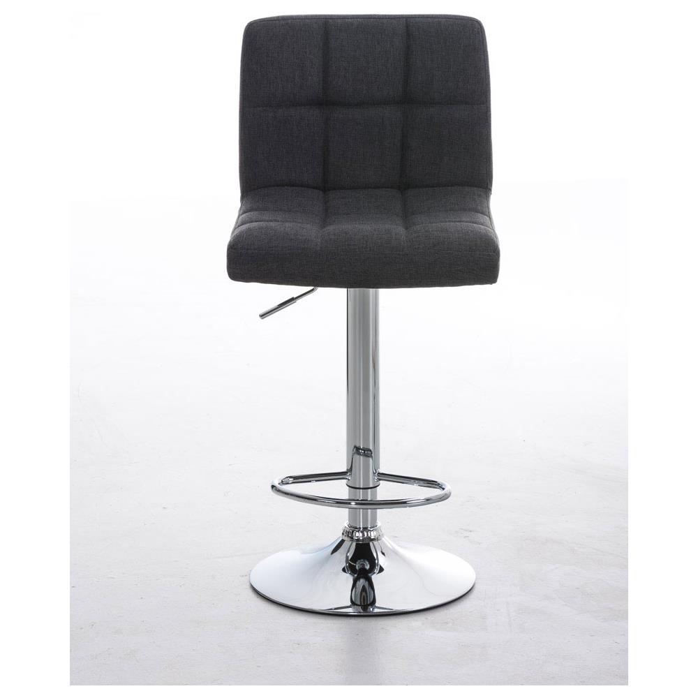 Sgabello Bar PERU con Fodera in Tessuto | Sgabello Alto Girevole a 360° e Regolabile in Altezza 64 - 84 cm | Sgabello con Poggiapiedi | Sgabello Cucina con Schienale Imbottito ed Eleganti Cuciture | Sedia Cucina Moderna grigio scuro - Foto 2