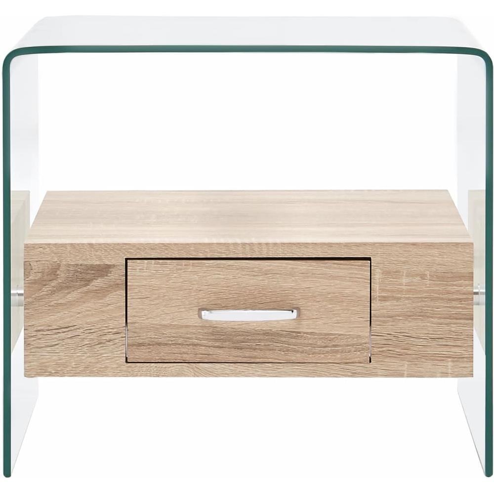 Tavolino Da Caffè Con Cassetto 50x50x45 Cm In Vetro Temperato - Foto 2