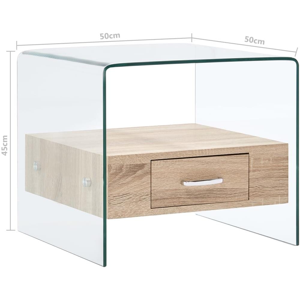 Tavolino Da Caffè Con Cassetto 50x50x45 Cm In Vetro Temperato - Foto 11