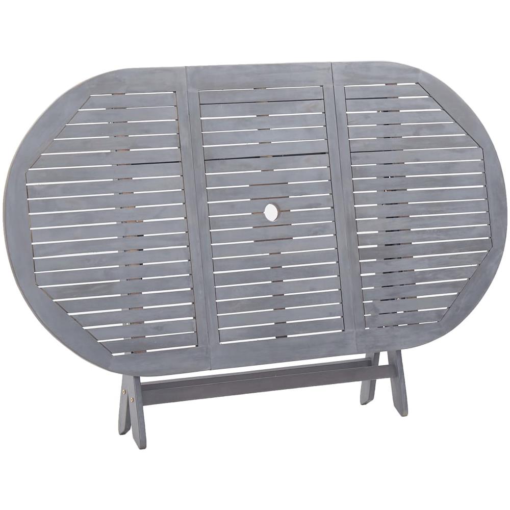 Set Da Pranzo Per Giardino 7 Pz Legno Massello Di Acacia Grigio - Foto 8