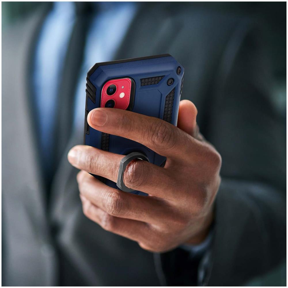 Cover Apple Iphone 11 Bi-materia Anello Magnetico Stand Blu - Foto 2