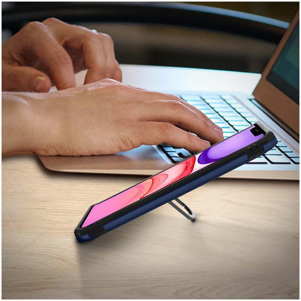 Cover Apple Iphone 11 Bi-materia Anello Magnetico Stand Blu - Foto 5