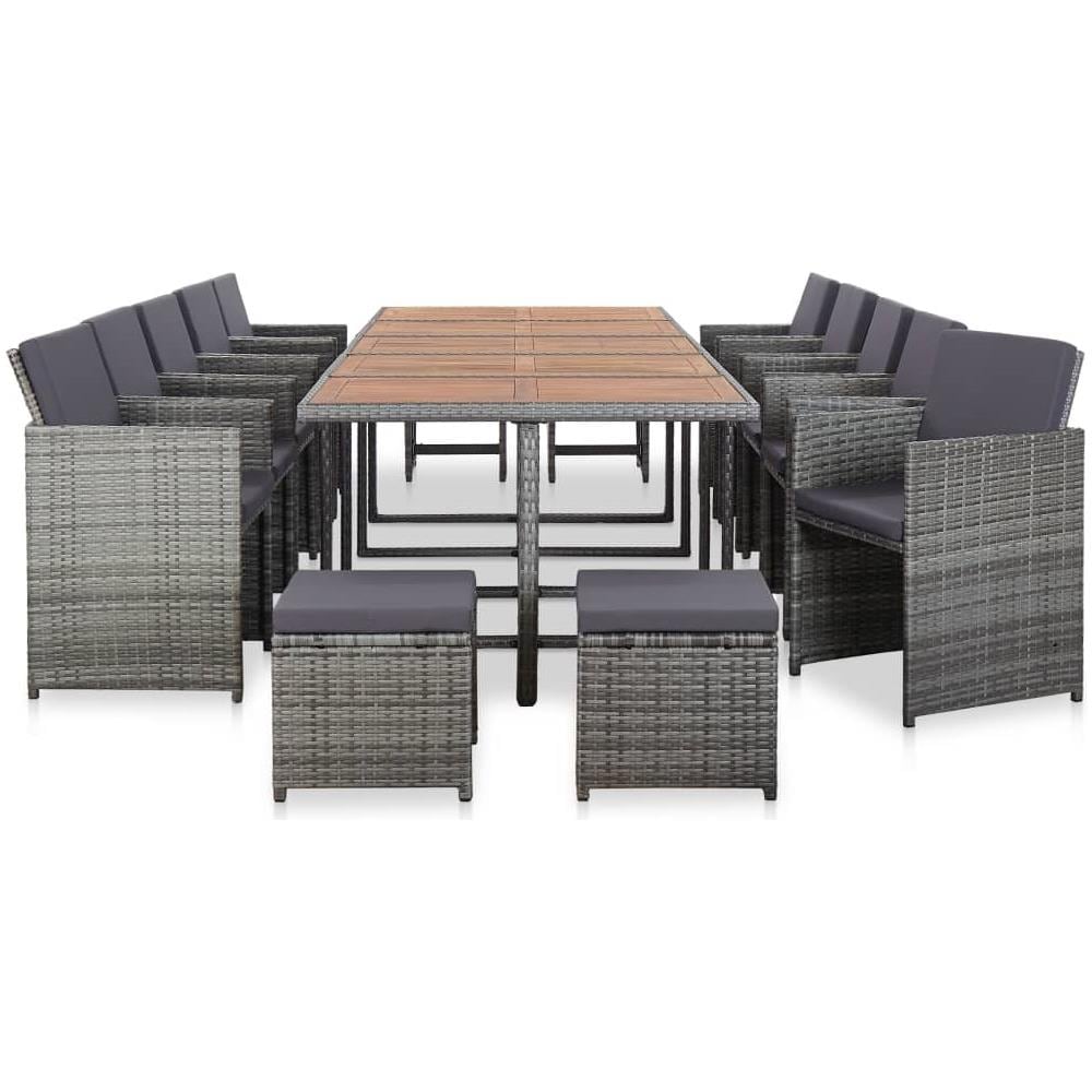 Set Da Pranzo Da Giardino 15 Pz E Cuscini Polyrattan Antracite - Foto 2