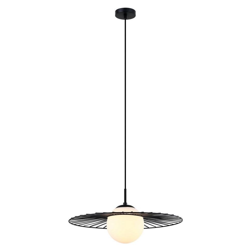 Sospensione Moderna A Sospensione Nera 1 Luce Con Paralume Nero E Bianco, Attacco E27 - Foto 1