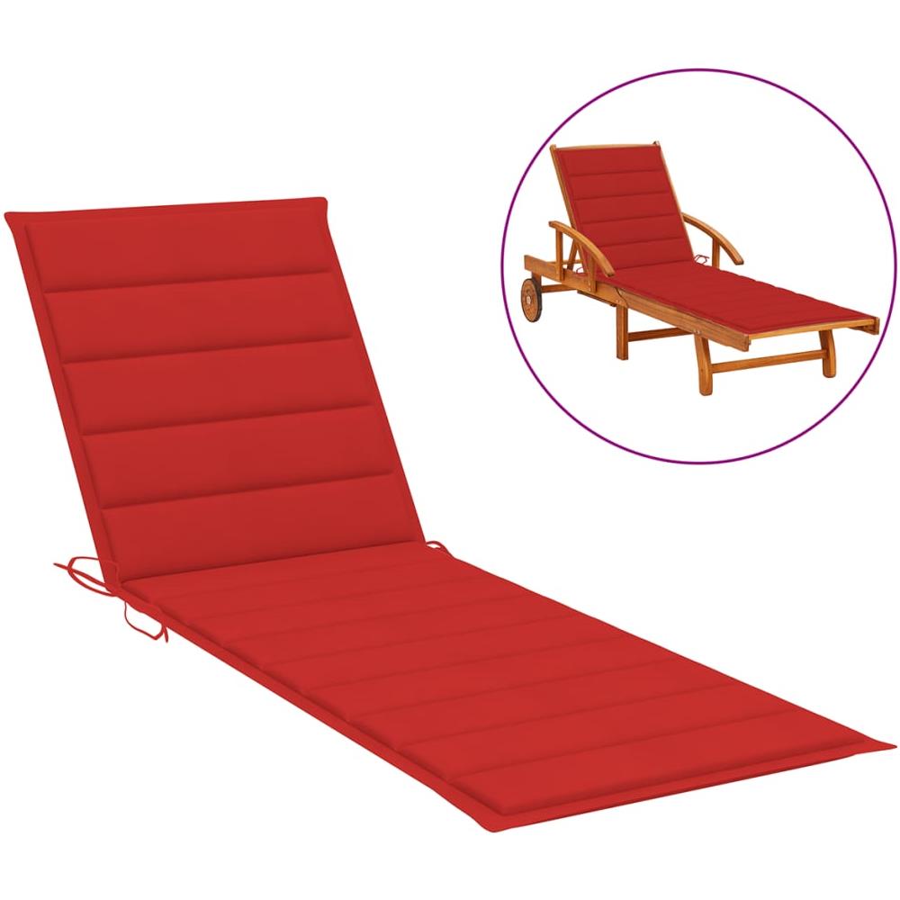 Cuscino Per Lettino Prendisole Rosso 200x50x4 Cm In Tessuto - Foto 1