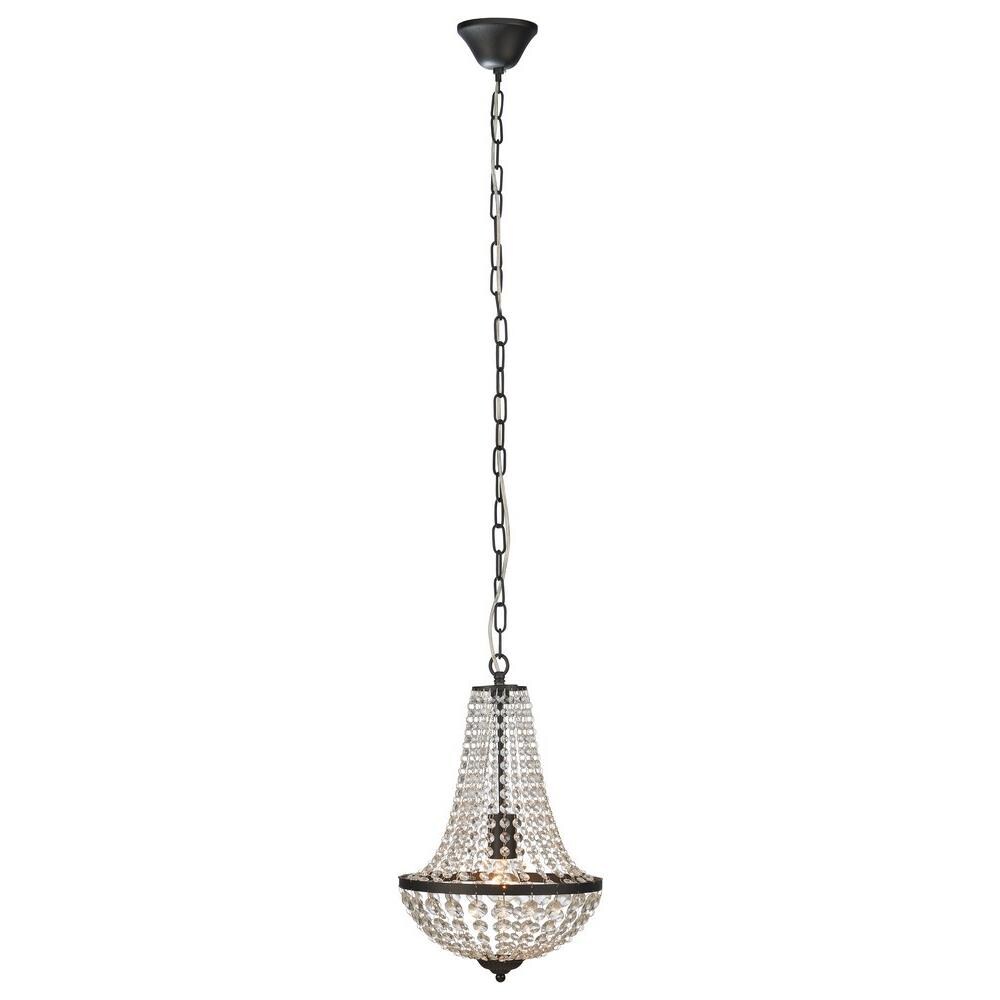 Lampadario In Cristallo A 1 Luce Lampada Da Soffitto Nero Sabbia, E27 - Foto 1