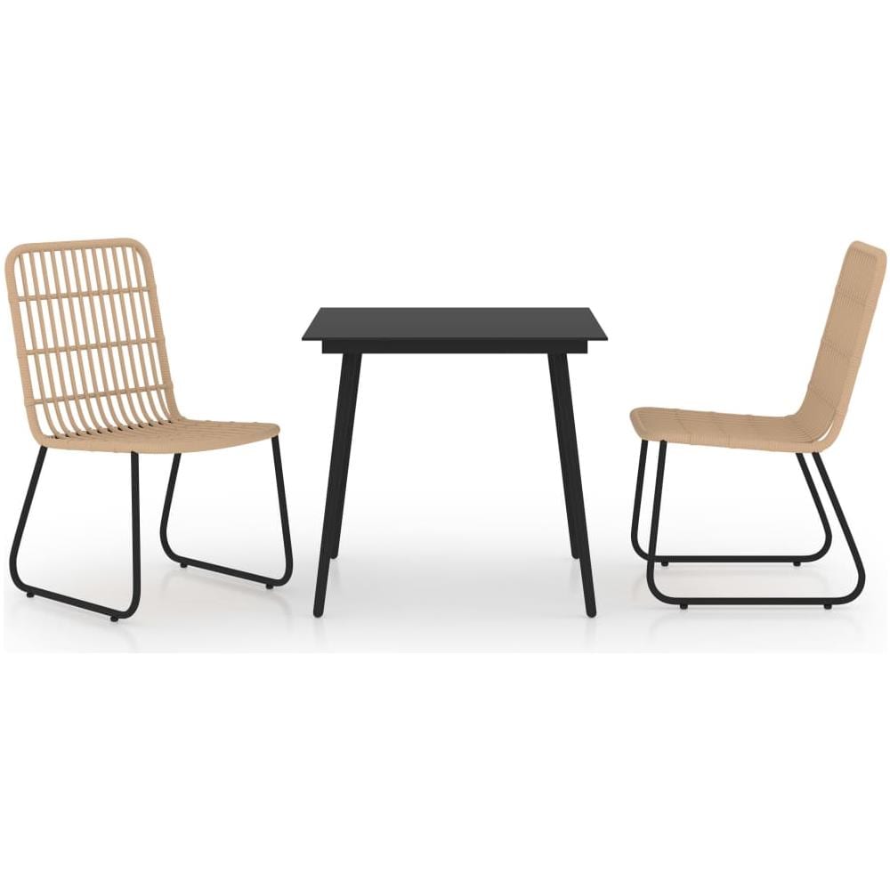 Set Da Pranzo Da Giardino 3 Pz In Polyrattan E Vetro - Foto 1