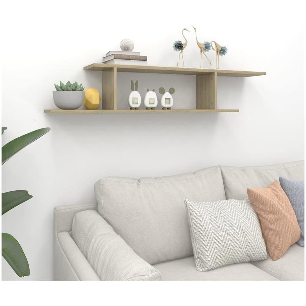 Scaffale TV Parete Rovere Sonoma 125x18x23 cm Legno Multistrato - Foto 3