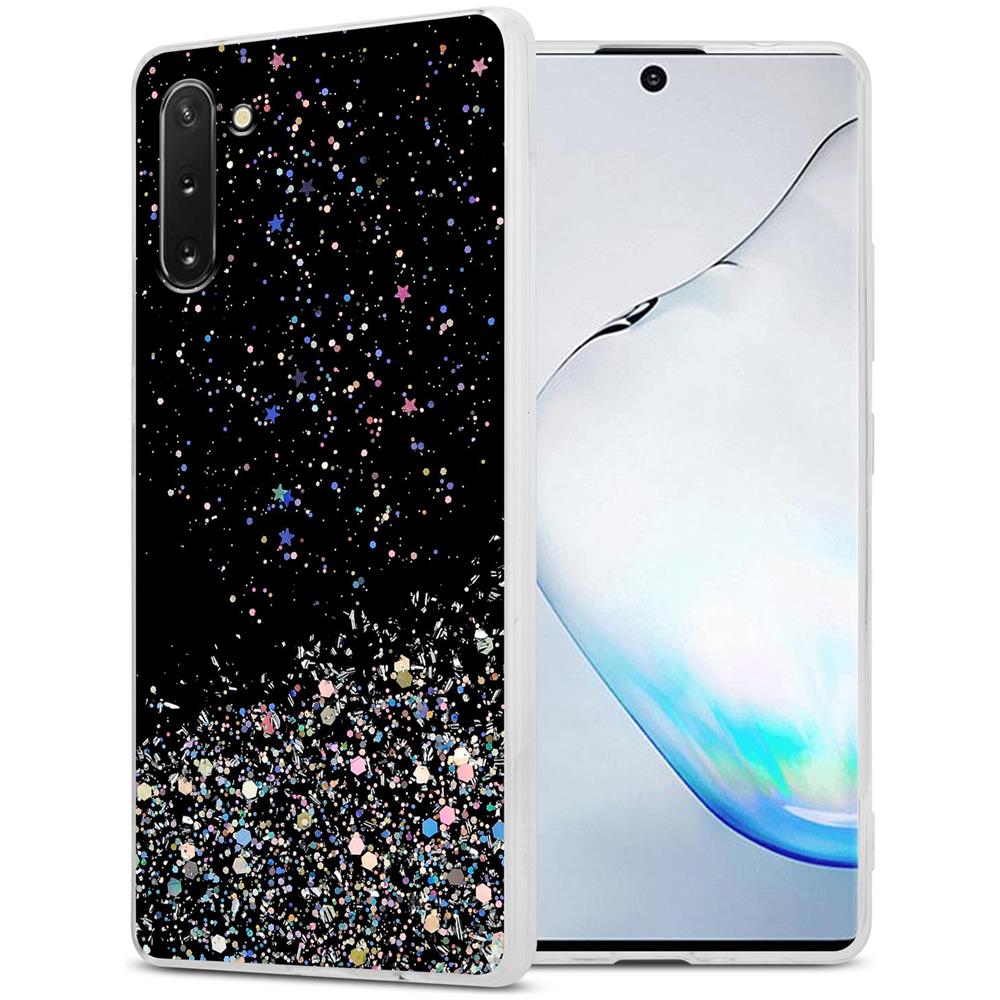 Custodia Compatibile Con Samsung Galaxy Note 10 In Nero Con Glitter - Coperchio Protettivo In Silicone Tpu Flessibile Con Glitter Scintillanti - Foto 1