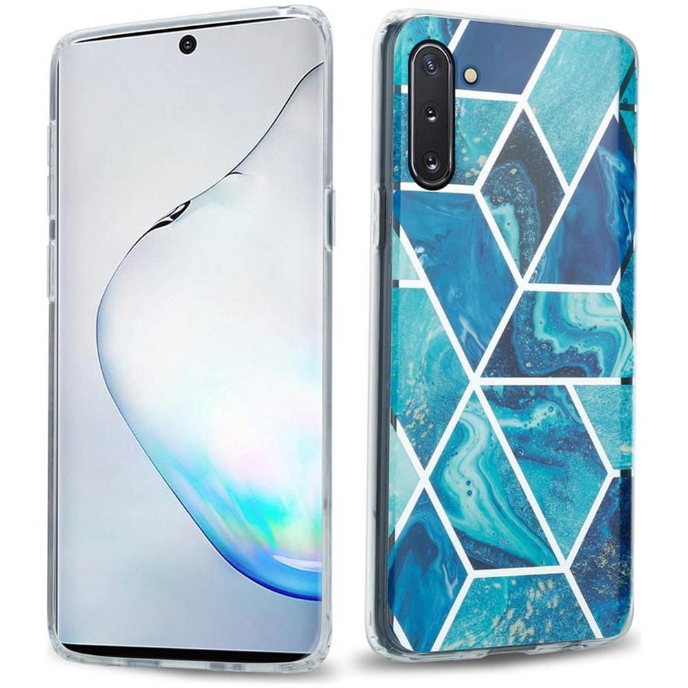 Custodia Compatibile Con Samsung Galaxy Note 10 In Marmo Blue Wave No. 13 - Coperchio Protettivo In Silicone Tpu Con Motivo A Mosaico - Foto 1