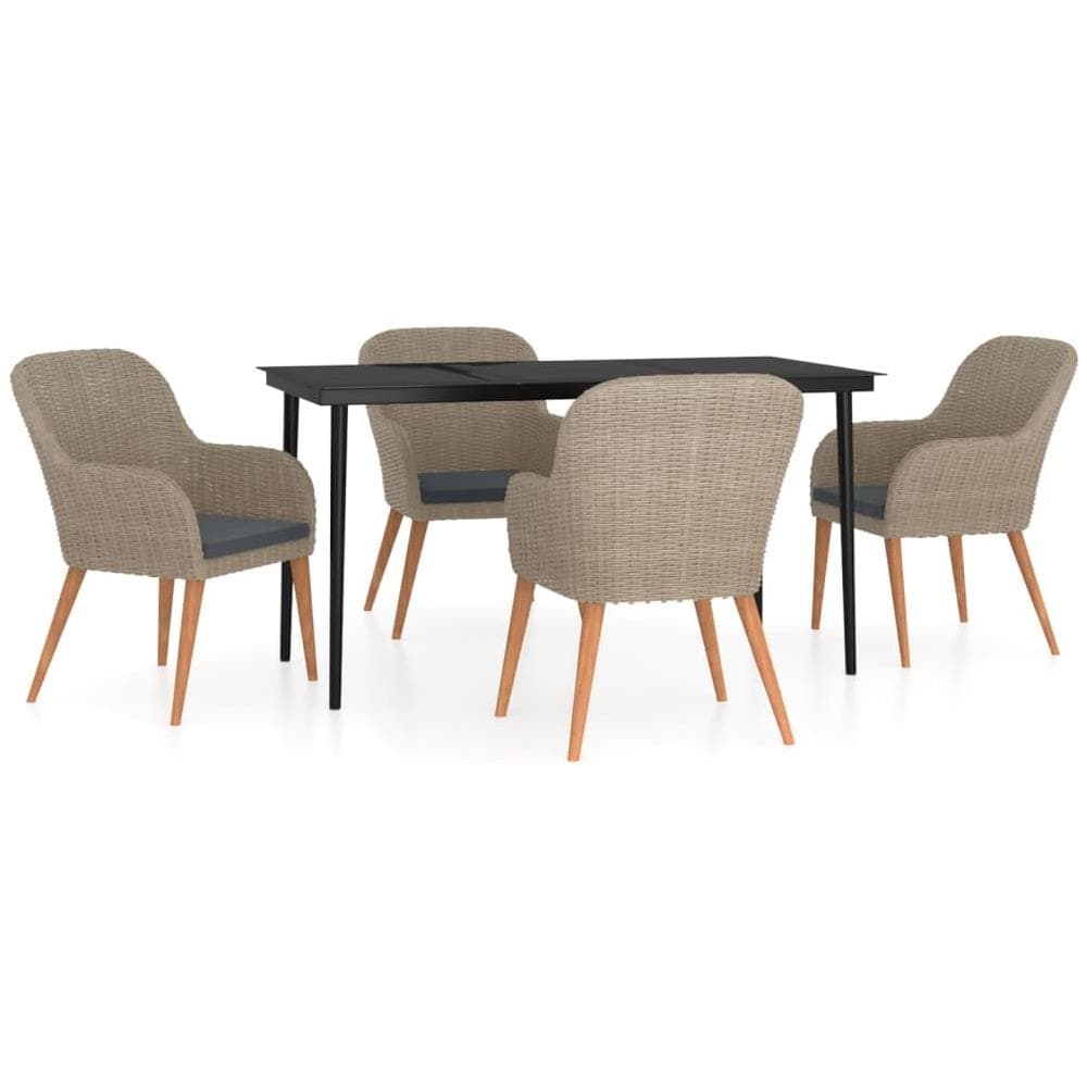 Set Da Pranzo Per Giardino 5 Pz Con Cuscini Marrone - Foto 2
