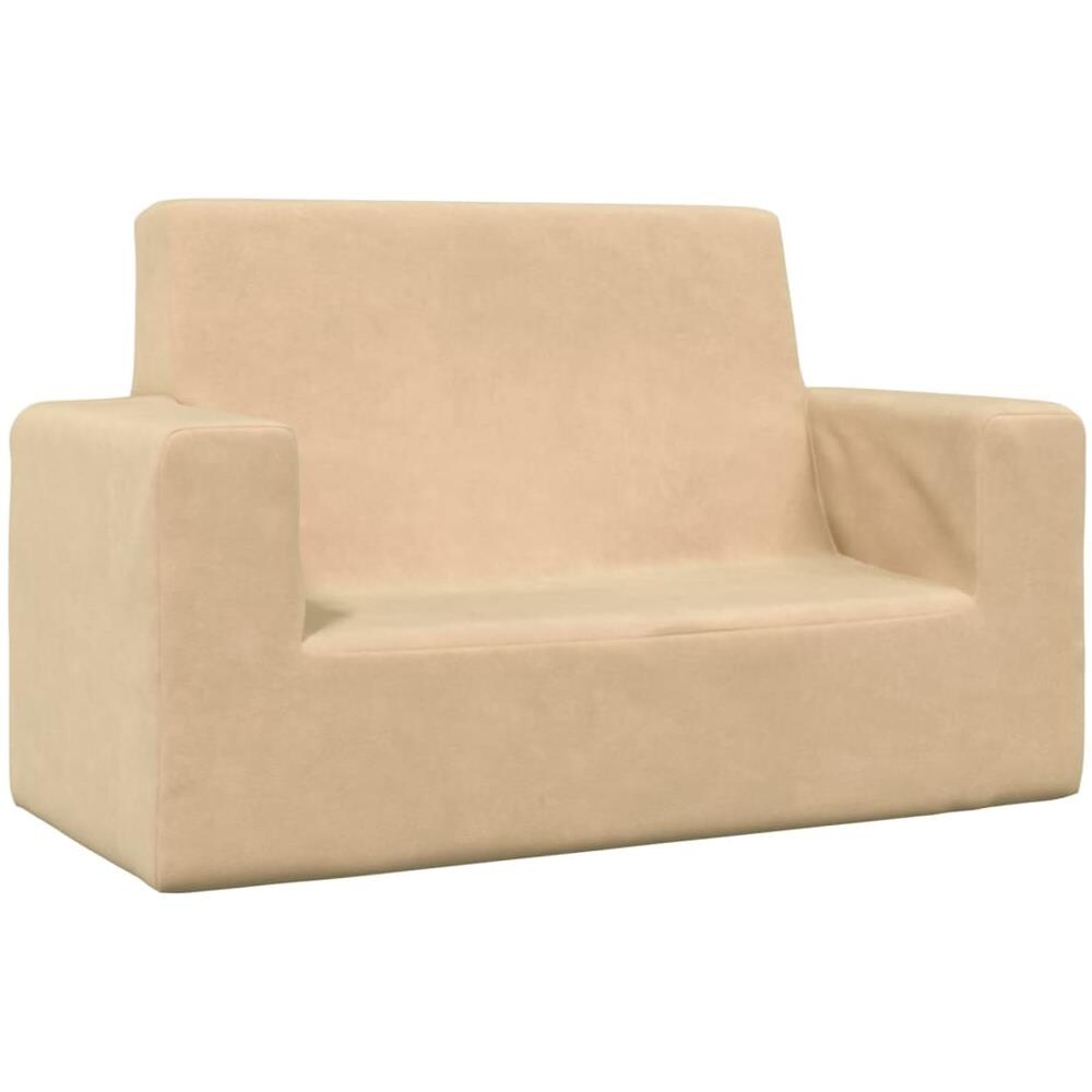 Divano per Bambini a 2 Posti Crema in Morbido Peluche - Foto 1