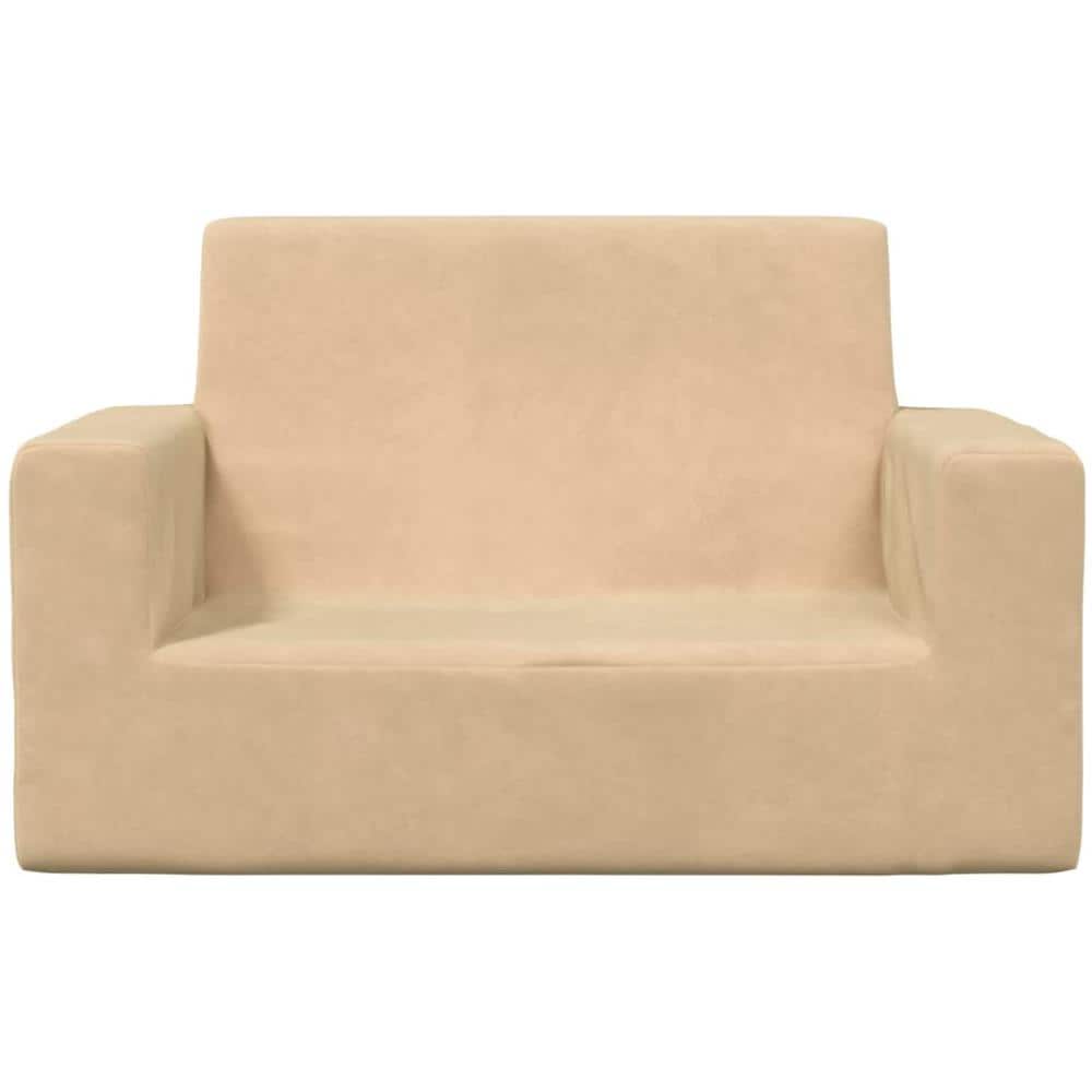 Divano per Bambini a 2 Posti Crema in Morbido Peluche - Foto 2