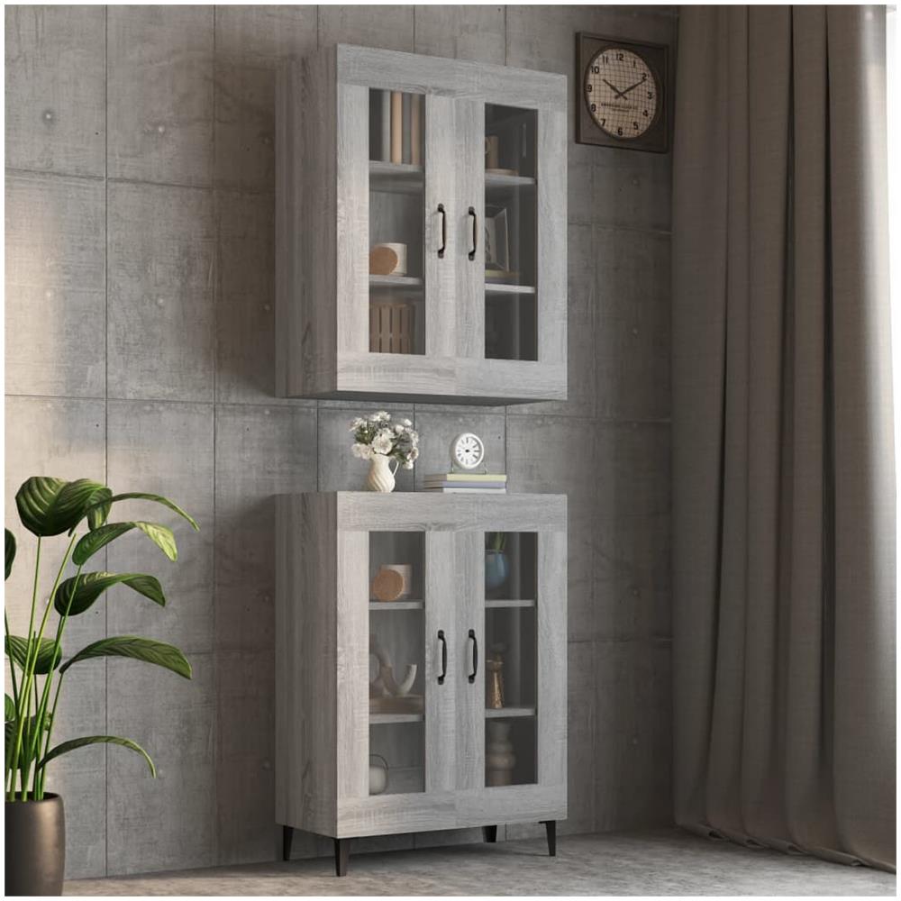 Armadietto Pensile A Parete Grigio Sonoma 69,5x34x90 Cm - Foto 1
