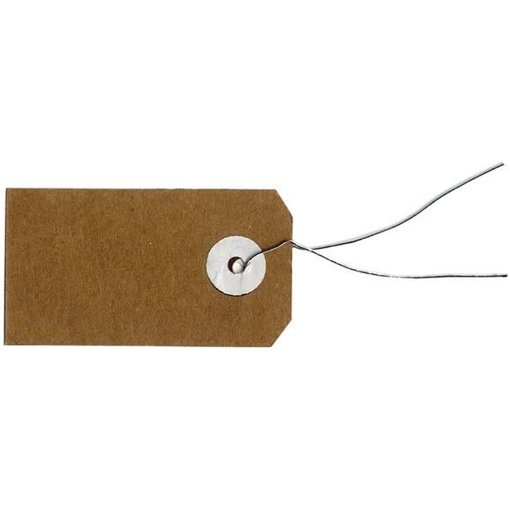 100 Etichette Kraft 5,5 X 3 Cm Con Filo Metallico - Foto 1