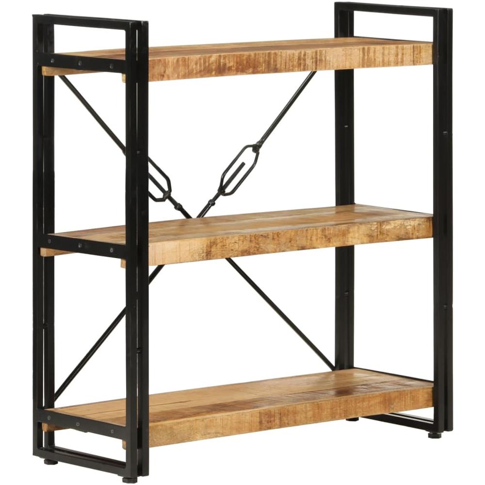 Libreria 3 Livelli 77x30x80 Cm Legno Massello Di Mango E Ferro - Foto 1