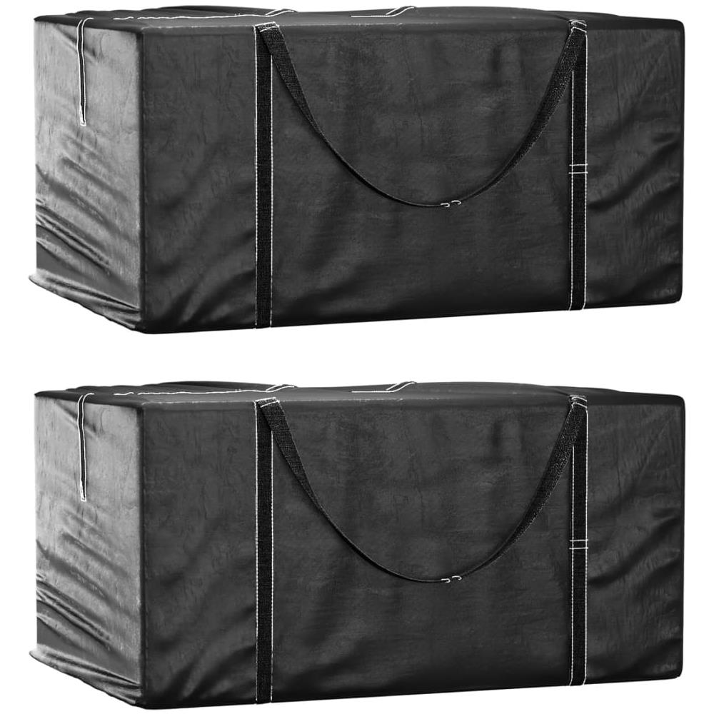 Borse Porta Cuscini Giardino 2pz Nere 150x75x75 Cm Polietilene - Foto 1