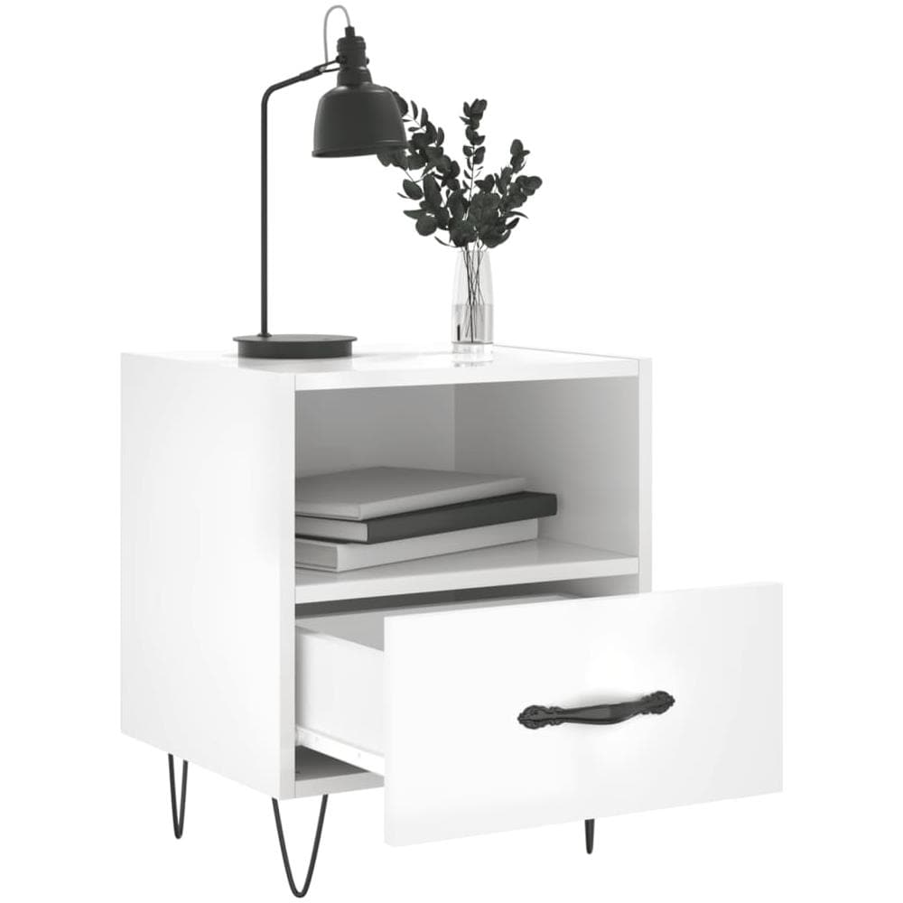 Comodini 2 Pz Bianco Lucido 40x35x47,5 Cm In Legno Multistrato - Foto 3