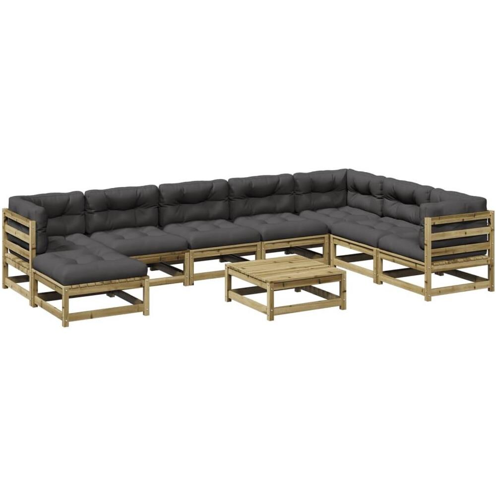 Set Divani da Giardino 9pz con Cuscini Legno Impregnato di Pino - Foto 1