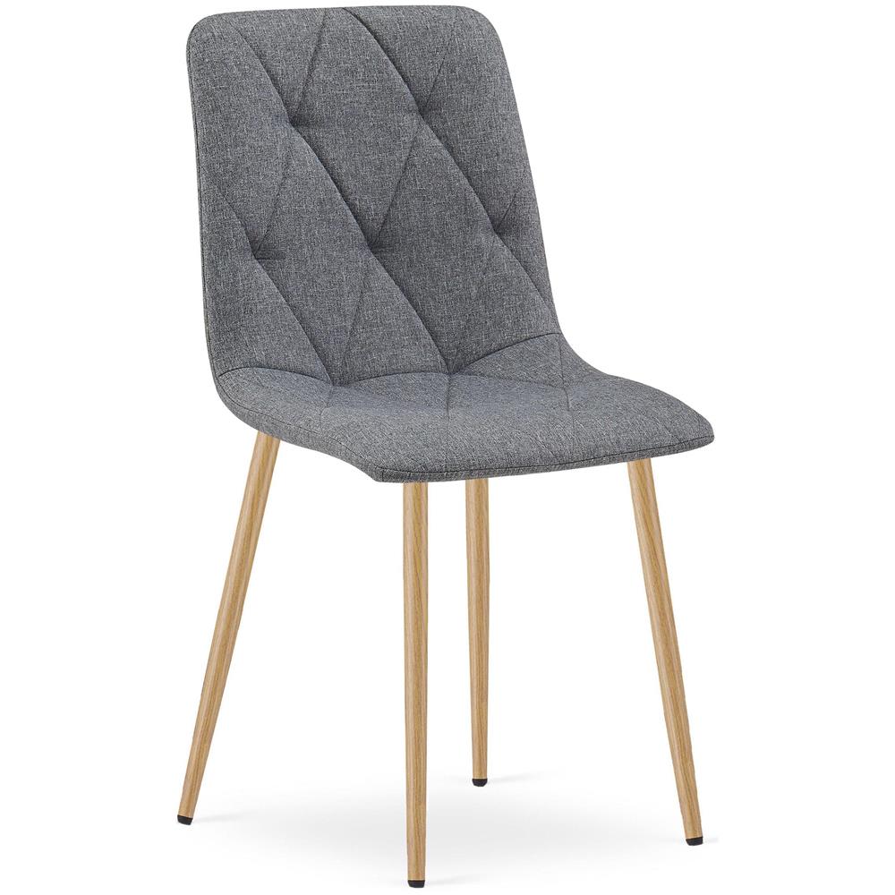 Sedia imbottita TYRA - tessuto grigio scuro / gambe color legno x 3 - Foto 2