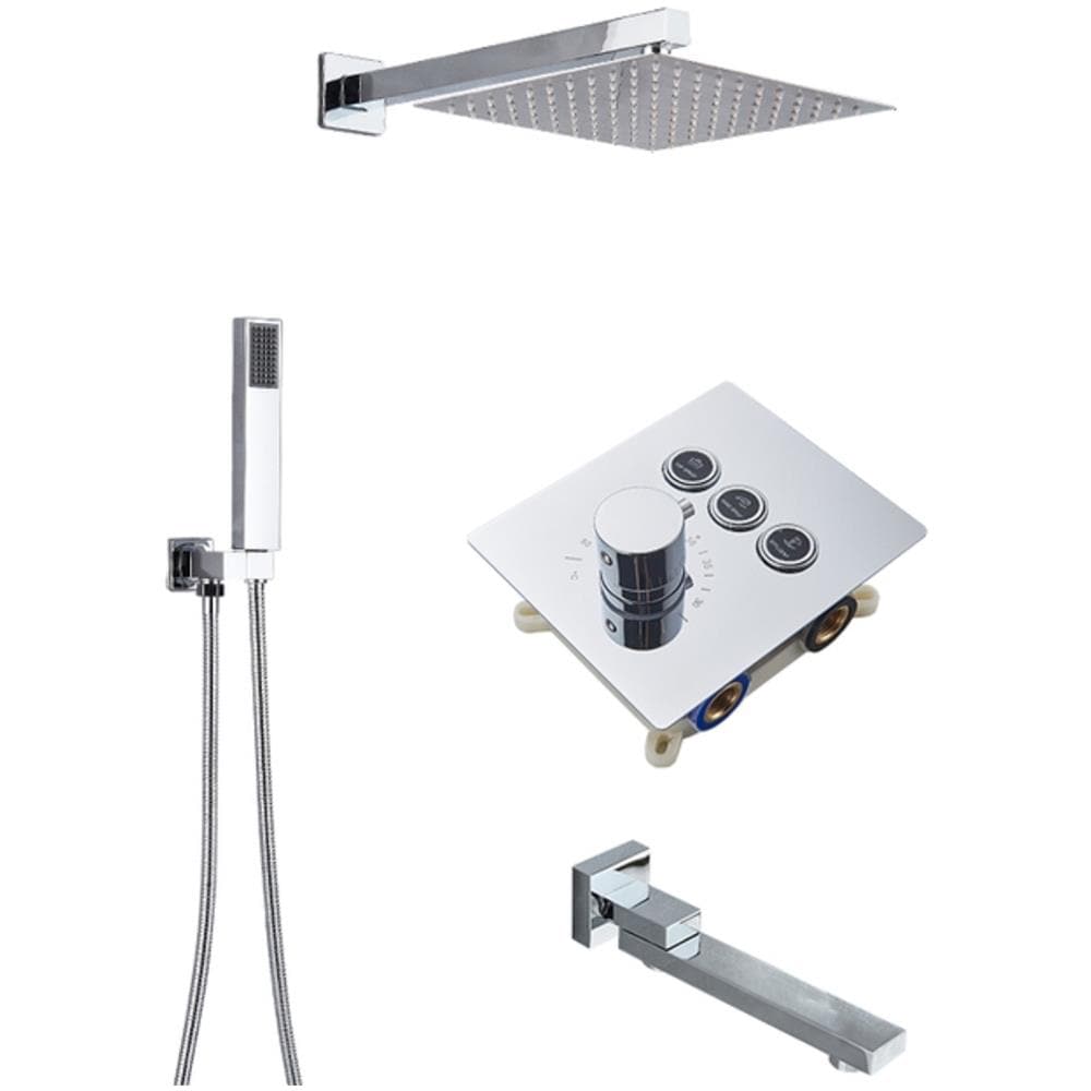 Set miscelatore doccia, Blackswan, tipo M189, modello cromato, 3 vie, termostato e bocca mobile, misura 30 cm - Foto 1