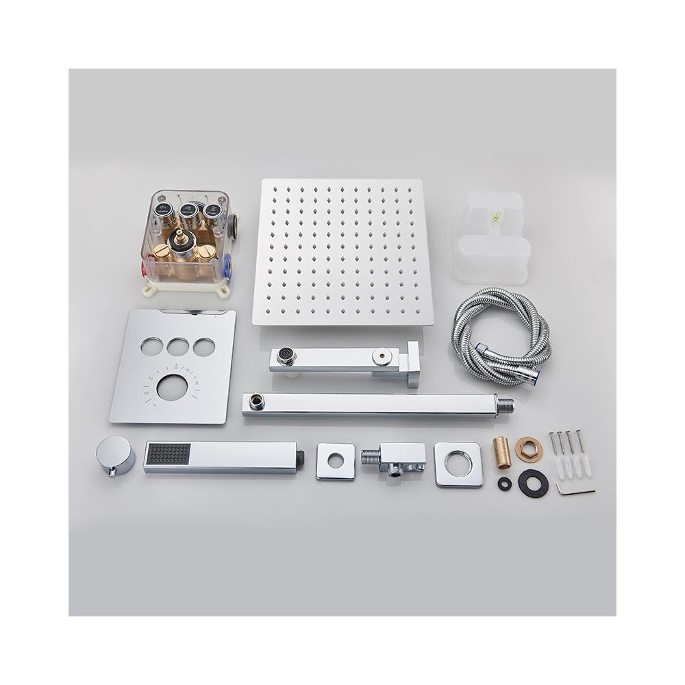 Set miscelatore doccia, Blackswan, tipo M189, modello cromato, 3 vie, termostato e bocca mobile, misura 30 cm - Foto 4