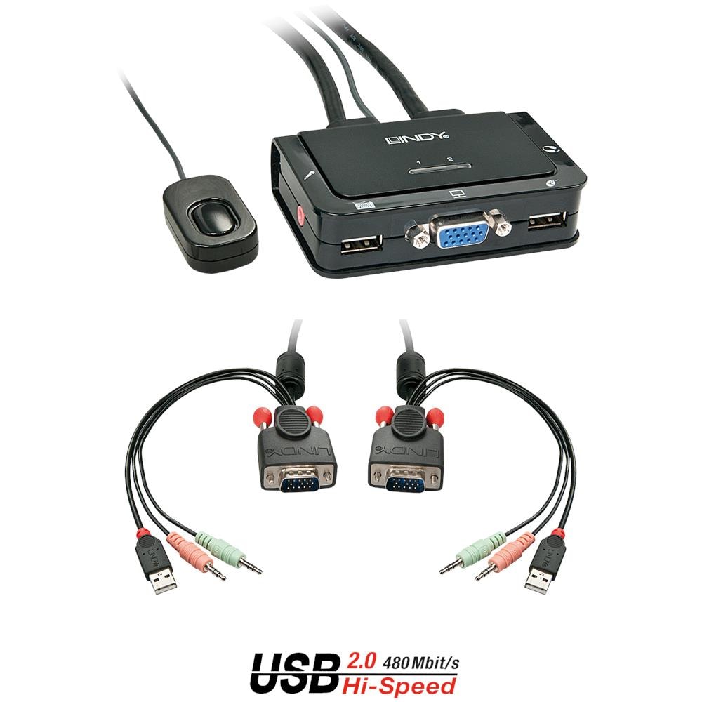 KVM Switch Compact USB Audio VGA, 2 Porte - Foto 3
