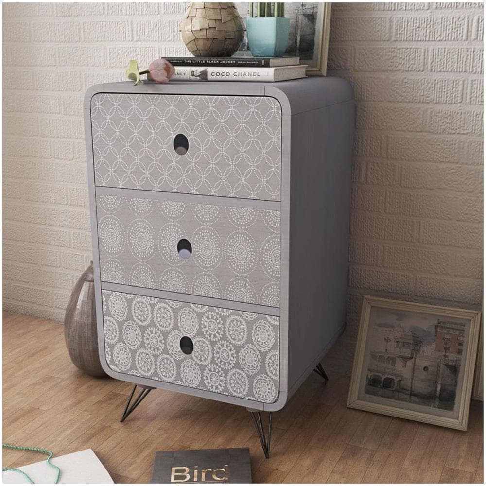 Armadietto Laterale con 3 Cassetti Grigio - Foto 1