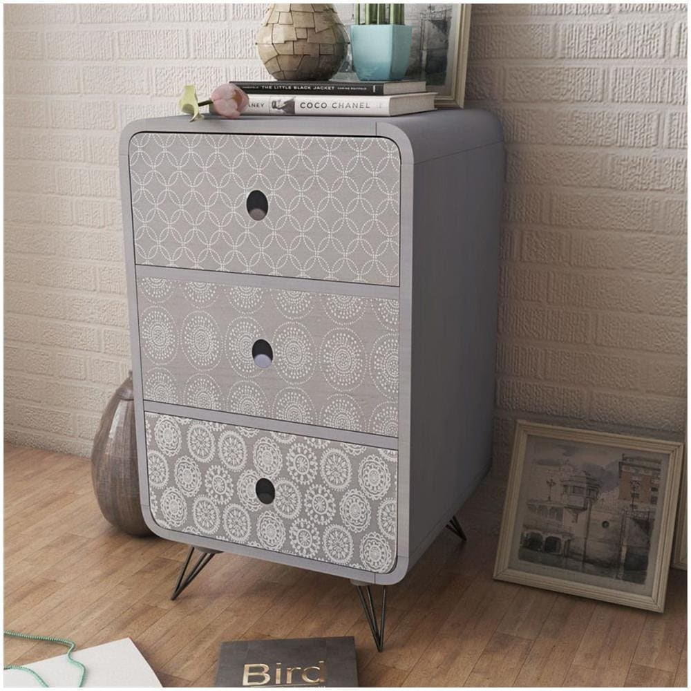 Armadietto Laterale con 3 Cassetti Grigio - Foto 2