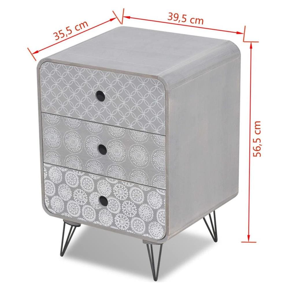 Armadietto Laterale con 3 Cassetti Grigio - Foto 10